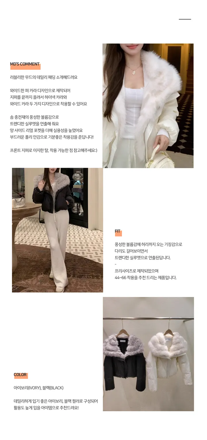슬린 퍼 트리밍 빅카라 패딩 자켓 - jk 상세 이미지 7