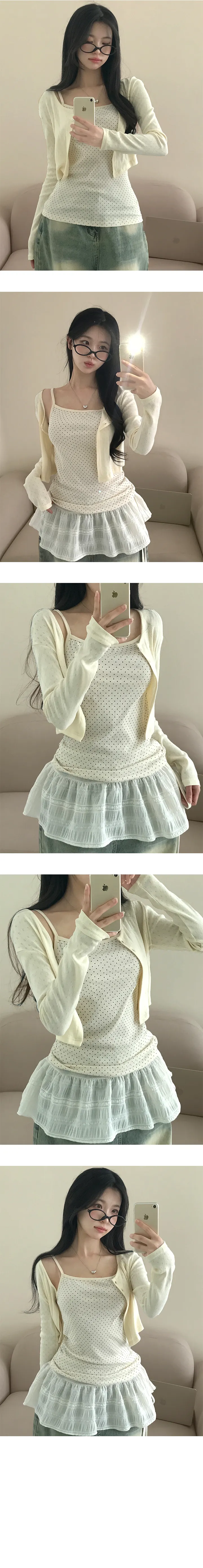 *묶음할인[펀칭아일렛💗/봄가디건] 플린 투버튼 크롭 긴팔 가디건 상세 이미지 8