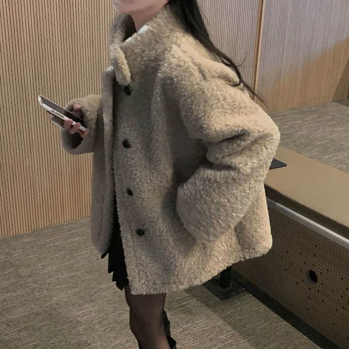 [왕아방핏🤎/주문폭주✨]후회없는 선택,푸들 양털 오버핏 하프 스웨이드 퍼자켓,코트 상세 이미지 24