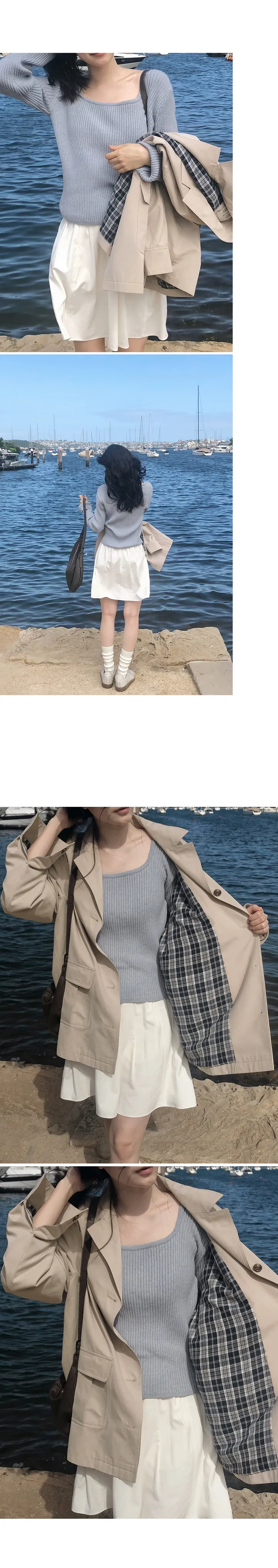 [🤎체크배색] 런던체크 하프 트렌치코트 -  2 color (SLOWMADE/자체제작/롤업포인트/야상/점퍼/내츄럴핏/더블카라/뒷슬릿) 상세 이미지 15