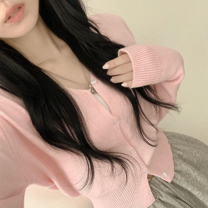 [울100✨허리잘록핏!] 크롭 브이넥 니트 파스텔 봄가디건 상세 이미지 11