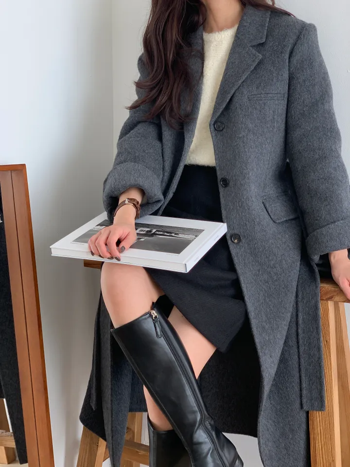 [브랜드퀄/부드럽고 가벼워요/강추💟] *알파카85,울15* 알파카 일자핏 울 핸드메이드 코트 상세 이미지 29