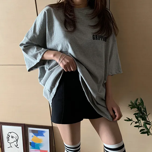 (🚀당일출발!/남여공용/빅사이즈) 루즈핏 오버 레터링 패치 반팔 티셔츠 3color 상세 이미지 14