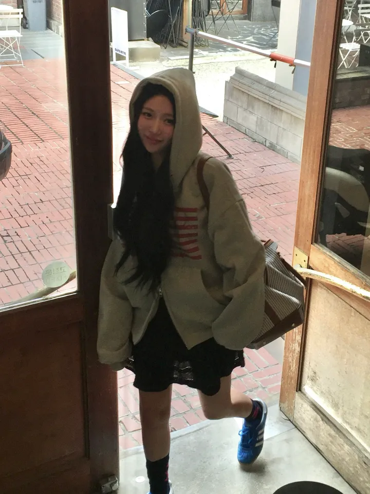 미유 아메리카 오버핏 빈티지 후드집업 상세 이미지 3
