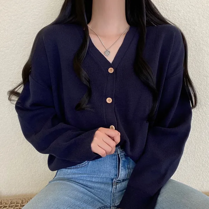 [12컬러/루즈핏] 복숭아 브이넥 단추 긴팔 가디건 상세 이미지 8