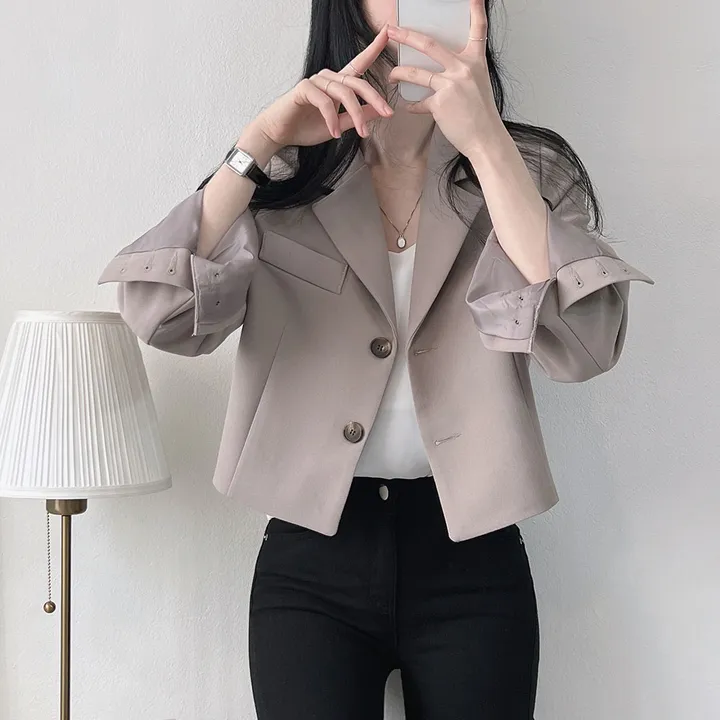 봄자켓*.* [패드없는, 퀄리티굿] 소매트임 크롭 자켓 상세 이미지 16