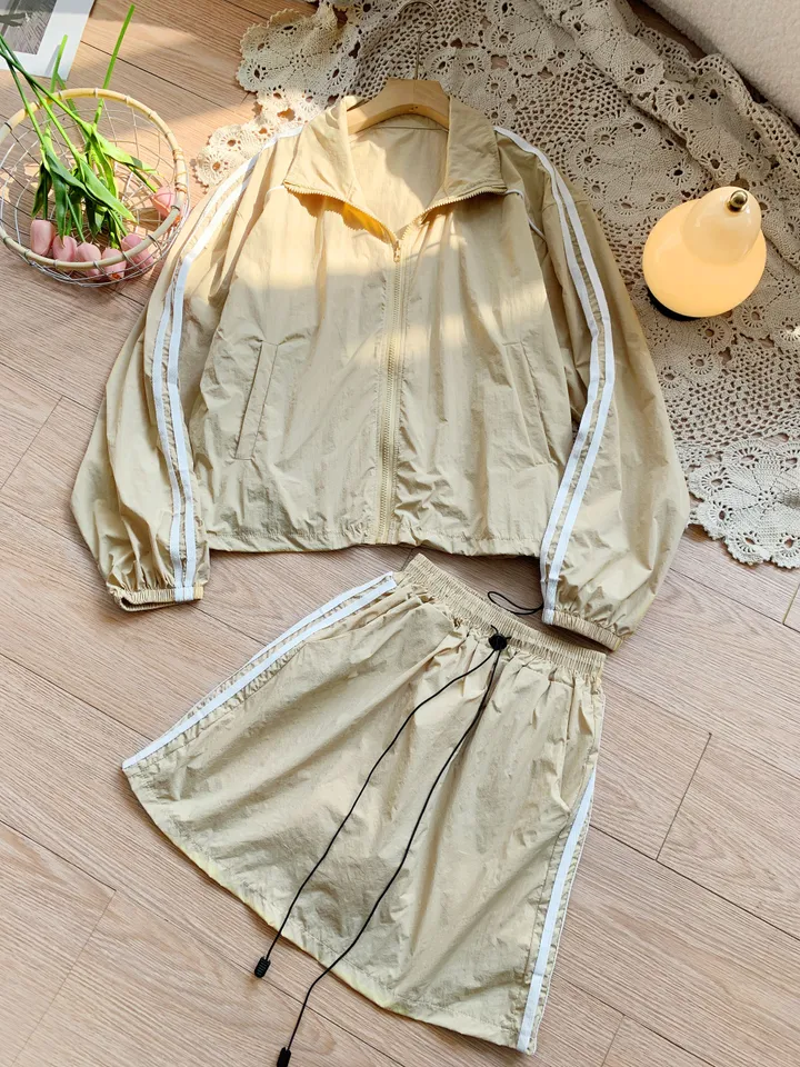 (M~5XL)스트라이프 트레이닝 세트 업AS-3863 상세 이미지 5