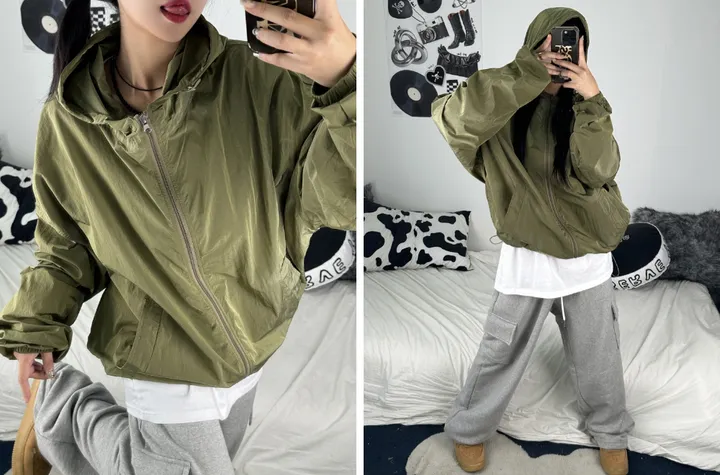 [재진행/UNISEX]고프 후드 루디 컬러 힙 윈드 집업 점퍼(chacoal,wine,blue) 상세 이미지 29