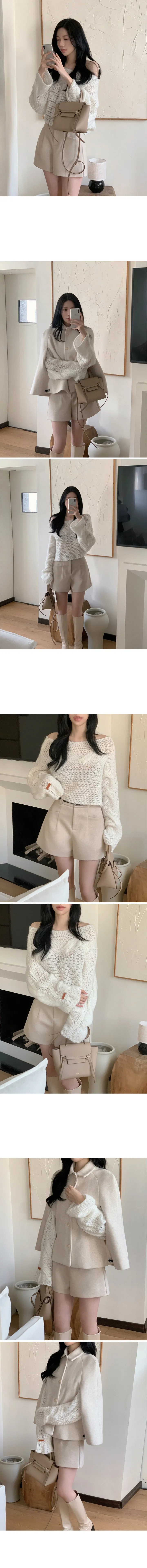 [cashmere]러므 캐시미어 핸드메이드 케이프 플레어 하프 망토 코트 상세 이미지 2