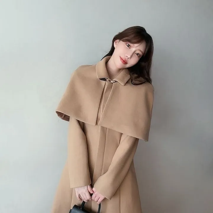 *탈부착가능* 케이프 망토 플레어 롱코트 (2color) / 하객룩 데이트룩 오피스룩 면접룩 상견례룩 파티룩 연말룩 데일리룩 상세 이미지 4