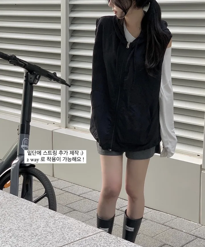 레코드 후드 나일론 조끼 : record hoodie Anorak vest - 4 color 상세 이미지 5