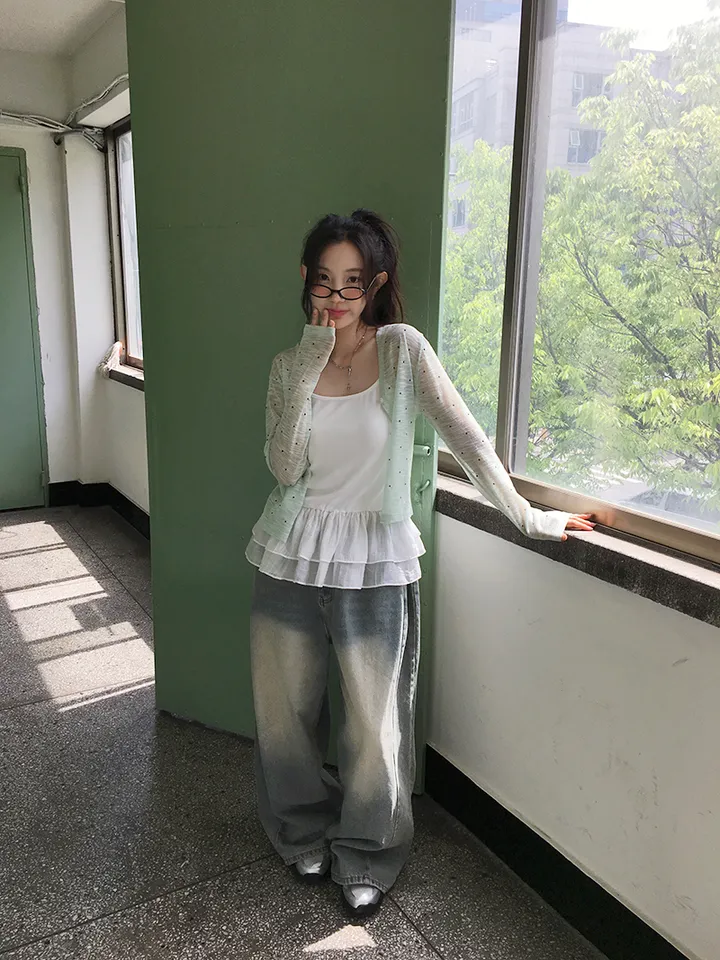 최저가![여리무드🤍시스루 도트 가디건 살안타템 여름가디건] 비비안도트시스루가디건 상세 이미지 13