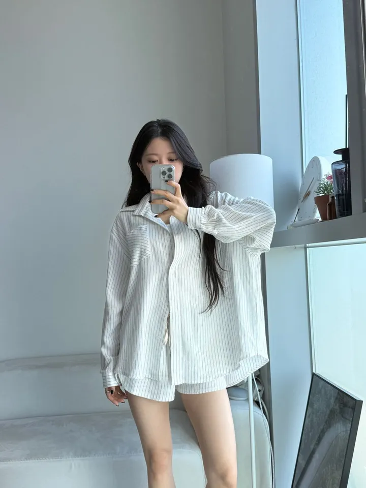 스트라이프 린넨셔츠 셋업(당일/단품가능) 상세 이미지 8