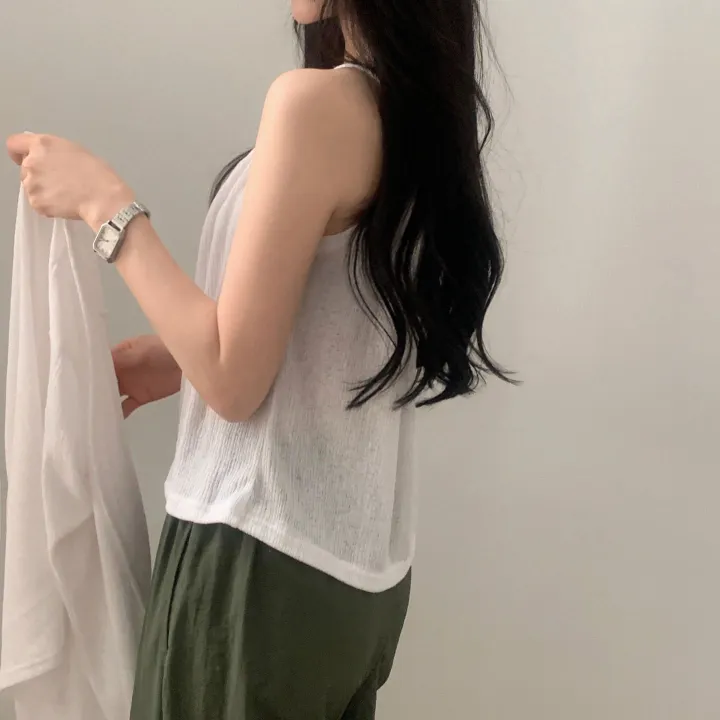 [린넨,세트/살안타템!] 젤럼 리본 셔링 홀터나시+루즈핏 린넨가디건 세트,셋업 - 4color 상세 이미지 11