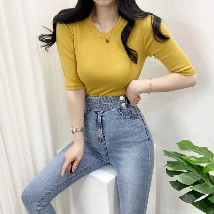 🚀당일발송🚀[묶음할인/데일리] 봄 여름 메이 부들 샤베트 5부 티셔츠 이너티 상세 이미지 27