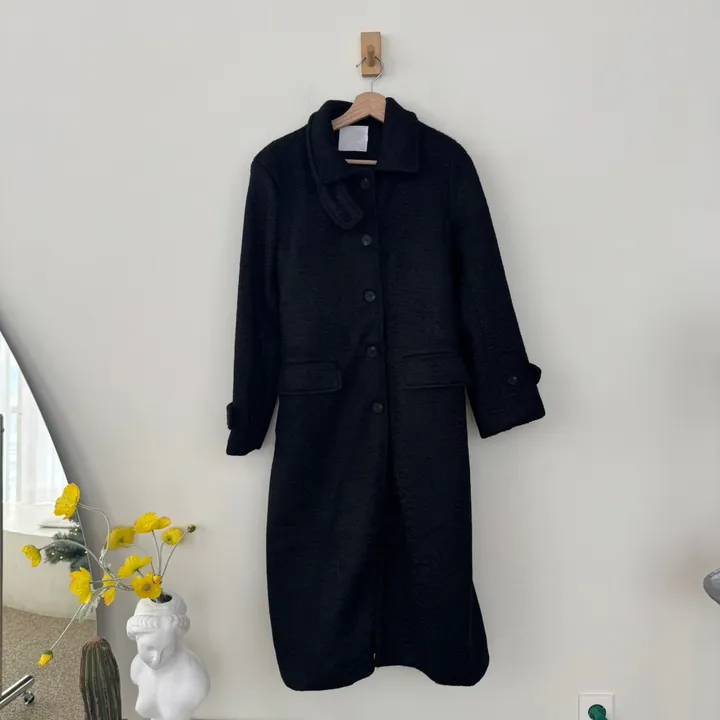 하이넥 부클 뽀글이 파스텔 허리 슬림 벨트 맥시 싱글 롱코트(3color)크리스마스룩 연말룩 상세 이미지 41