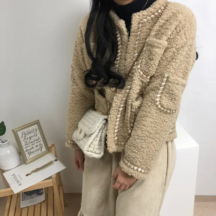 실물이 더 예쁜 3color: 트위드 양털 포켓 무스탕 자켓 상세 이미지 10