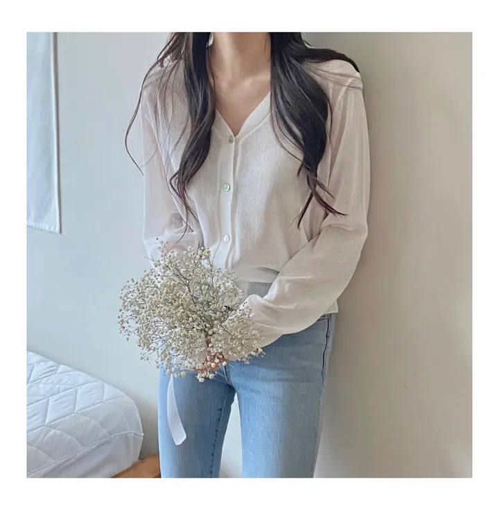 브이넥 긴팔가디건 11color 상세 이미지 5