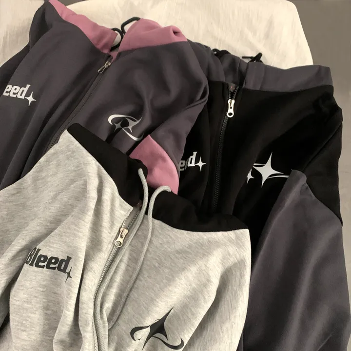 봄가을*[예쁜/스트릿!] 찰떡오버핏, 블리드 배색 투웨이 후드집업 3color 상세 이미지 2