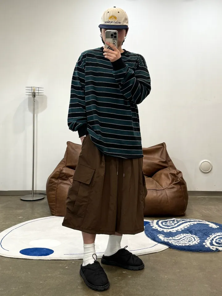 (누적 1000장)(4COLOR) 빅포켓 나일론 8부 카고팬츠 (카고반바지, 여름반바지, 8부팬츠, 와이드반바지, 카고하프팬츠, 나일론팬츠) 상세 이미지 27