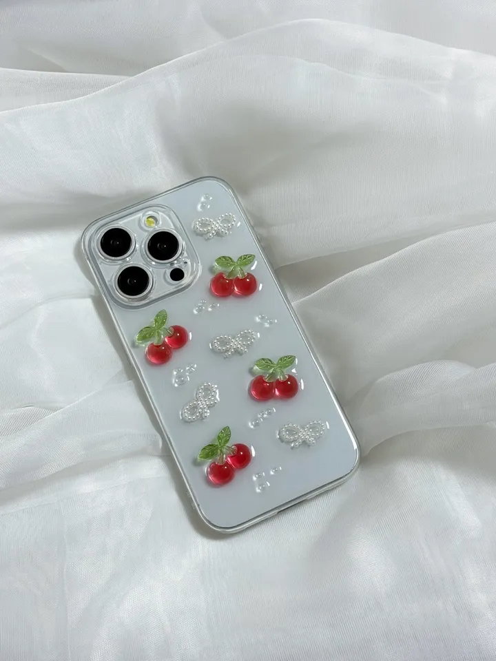 [주문폭주🍒] 체리 진주리본 레진 폰케이스 상세 이미지 3
