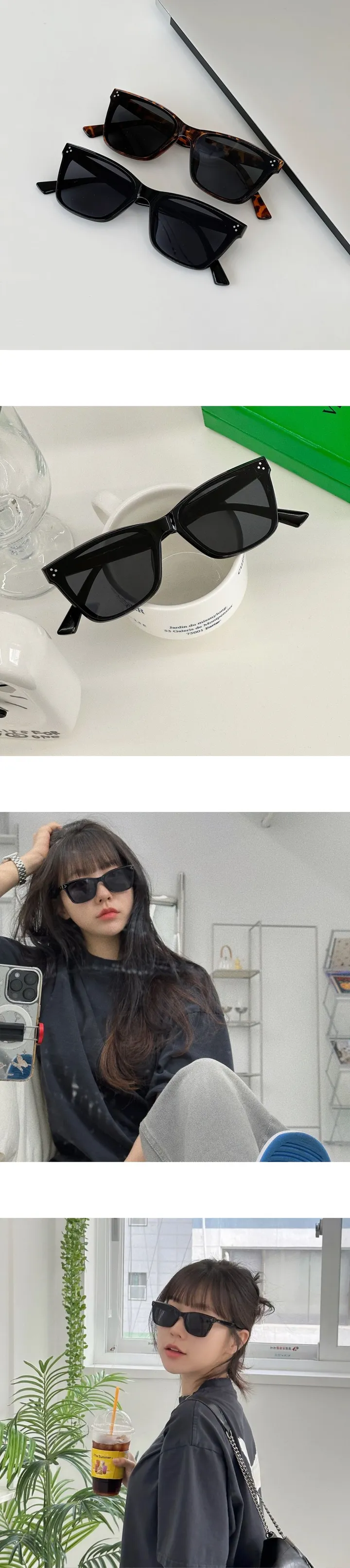 [오늘출발🚀/3종세트가격] UV400 데일리 스퀘어 캣아이 선글라스 자외선차단 상세 이미지 2