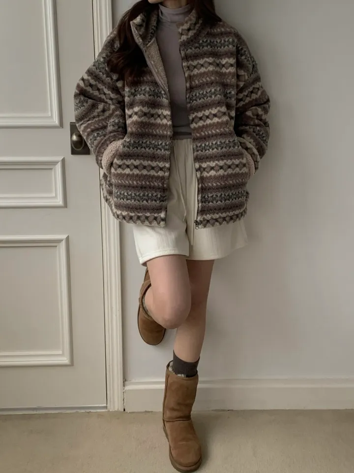 포트레 눈꽃양털점퍼 겨울후리스점퍼 노르딕 코위찬 캠핑 크리스마스 - 3color 상세 이미지 12