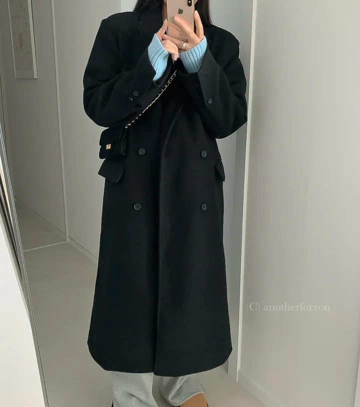 클래식 울 테일러드 더블 롱 코트 2col : 어나더포유 상세 이미지 32