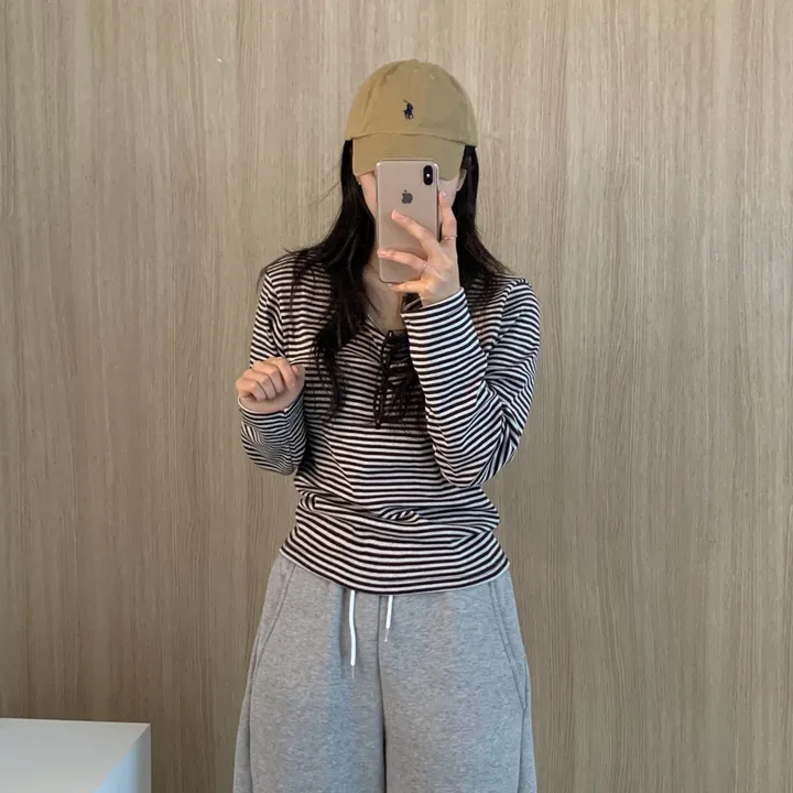 [날씬핏🦊/매일매일] 블리스 라운드넥 단가라 긴팔티셔츠 -4color 상세 이미지 18