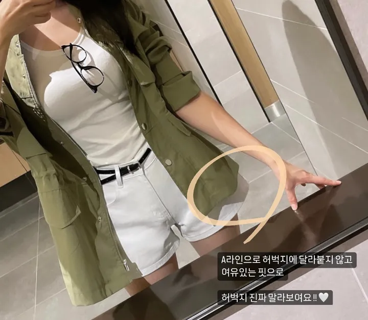 [반쪽허벅지] 면 데님 3부 숏팬츠&반바지(2color) 상세 이미지 5