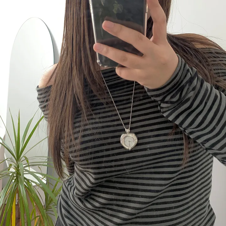 Twinkle Heart Clock Long Necklace 상세 이미지 16