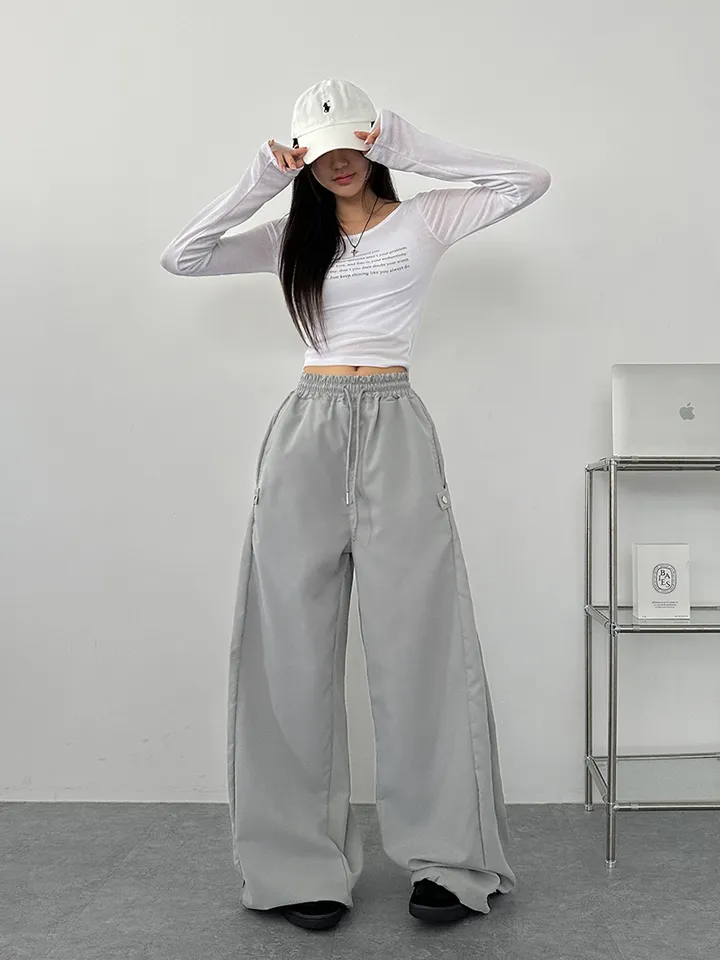 [사이드스냅🖤벌룬핏/나일론 2way스트링조절 비죠버튼 와이드팬츠] 비죠버튼벌룬와이드팬츠 상세 이미지 60
