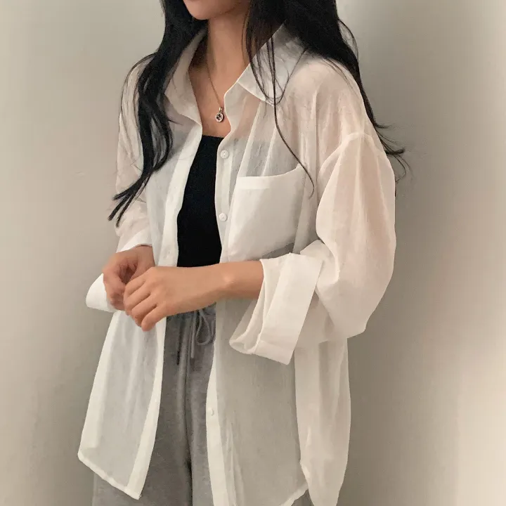 [베스트재진행] 남심저격, 시스루 루즈핏 셔츠;4col 상세 이미지 14