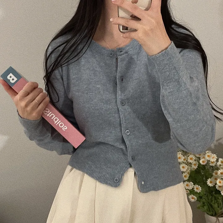 [당일출고🚚/봄,가을~겨울까지/35℃] 캐시미어 심플 베이직 무지 라운드 캐주얼 긴팔 가디건 상세 이미지 34