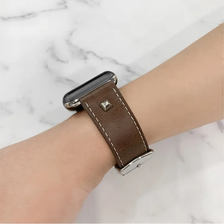 [당일출고] 애플워치10 9 8 7 SE SE2 38 41 42mm 울트라 가죽 래더 유광 무광 투톤 밴드 줄질 스트랩 상세 이미지 7