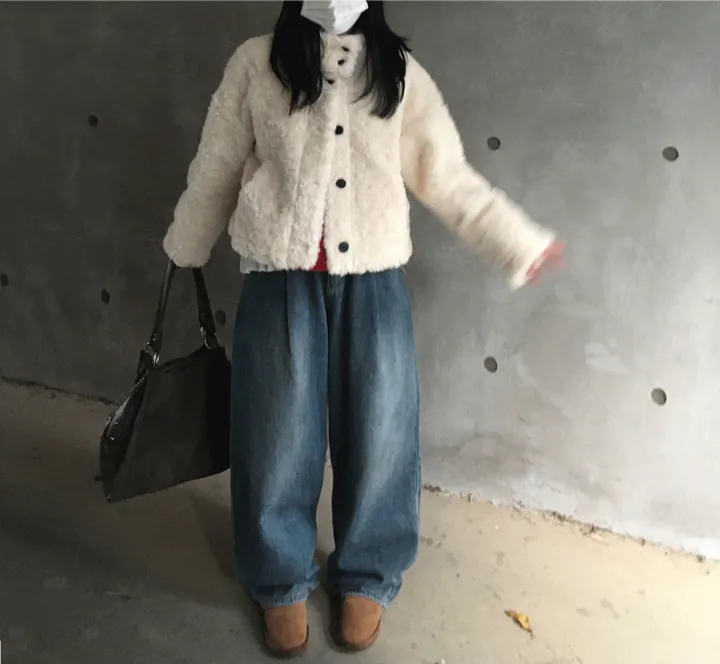 [도톰따뜻/털빠짐X] 테디 하이넥 양털 뽀글이 무스탕 자켓 양털무스탕 숏자켓 퍼자켓 양털패딩 양털코트 상세 이미지 1