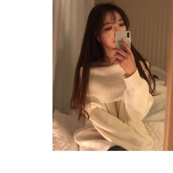 파격할인![당일출고!/누적만삼천장!/77까지]도톰한 오버핏 오프 숄더 여리 루즈 니트 (4 color) 상세 이미지 20