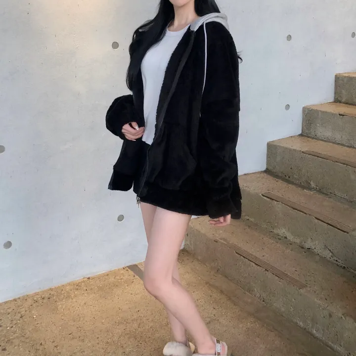 당일🚀[보온성갑/남여공용] 포근 양털 보들 플리스 투웨이 집업 곰돌이 후드 후리스 상세 이미지 11