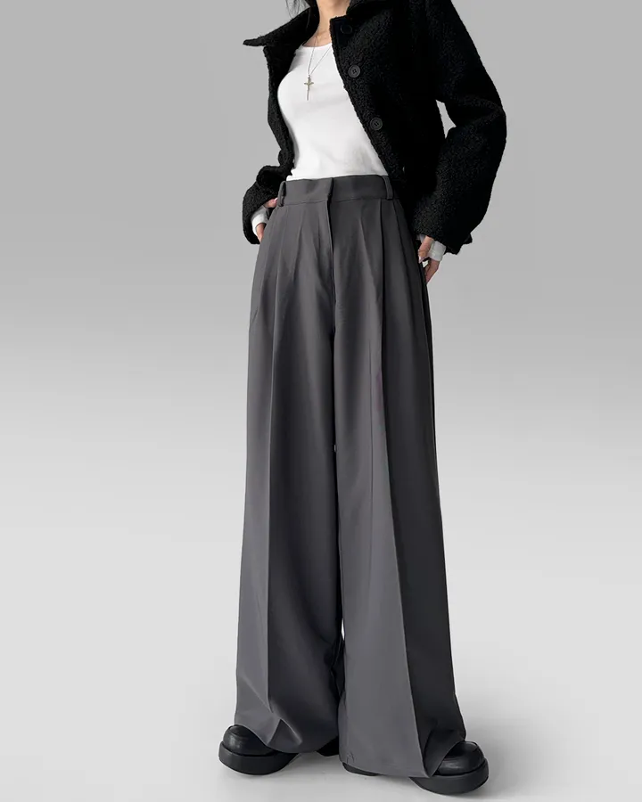 [~3XL/2기장] 르네상스 모더니즘 더블 핀턱 통 와이드 루즈핏 슬랙스 긴바지 롱팬츠 상세 이미지 10