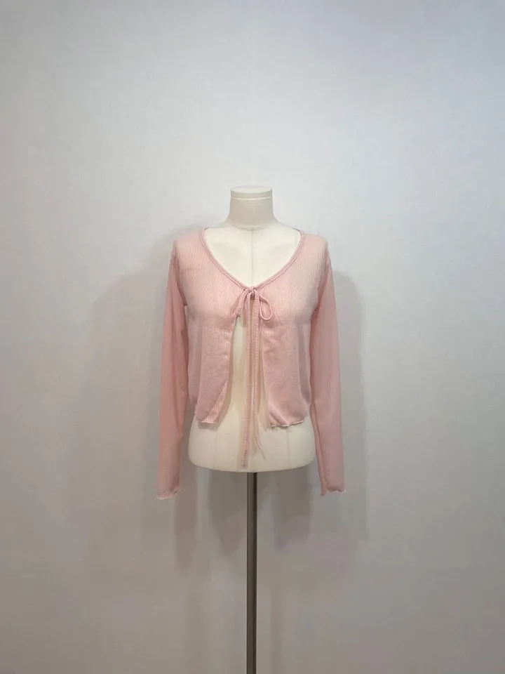 6color 루니 여리핏 리본 시스루 롱슬리브 가디건 상세 이미지 83