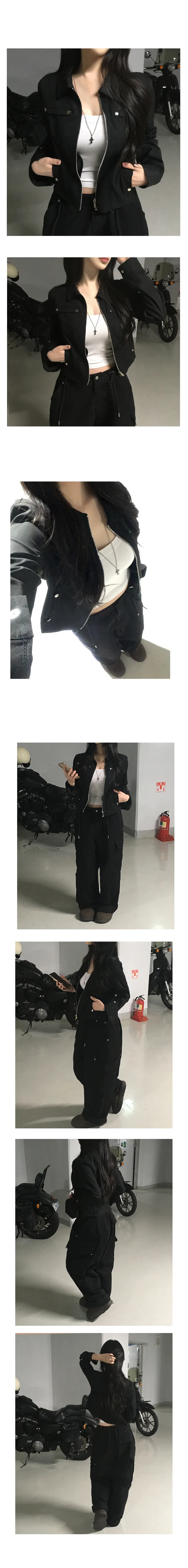[주문폭주🩶실버포인트]얇은 크롭 집업긴팔자켓 블레이저(카라점퍼 레더라이더 벚꽃룩봄옷 빈티지바이커 y2k 힙한롱슬리브 키작녀 수학여행잠바 바람막이져지 티셔츠 숏 블루종 ) 상세 이미지 3