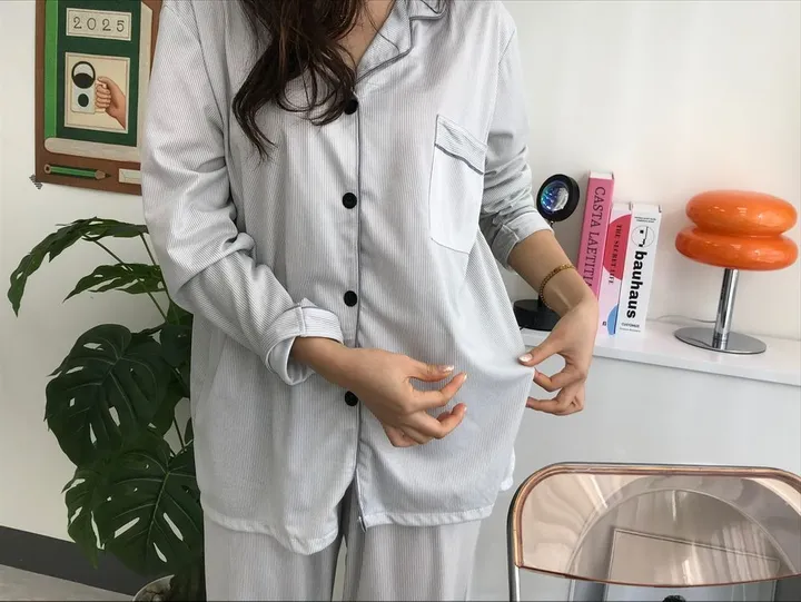 [🥛연유라떼set] 줄무늬 베이직 잠옷 베이직 심플 잠옷 상세 이미지 4