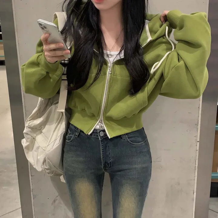[완전인기✨/백염컬러 당일출고!] 자체제작 크치Made 꿈에 나온 핏, 투웨이 양기모 크롭 후드집업 ver 아우터 자켓 - zipup 상세 이미지 17