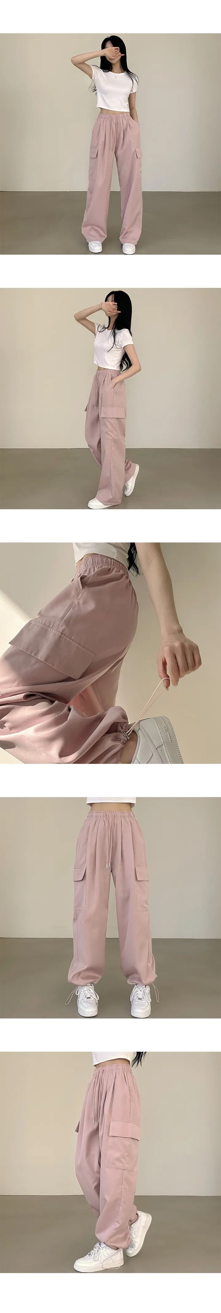 [힙카고!/조거&와이드,기장선택] 여름까지 함께 할, 하이웨스트 밴딩 핀턱 카고 포켓 투웨이 트레이닝 와이드팬츠 (6color) 상세 이미지 5