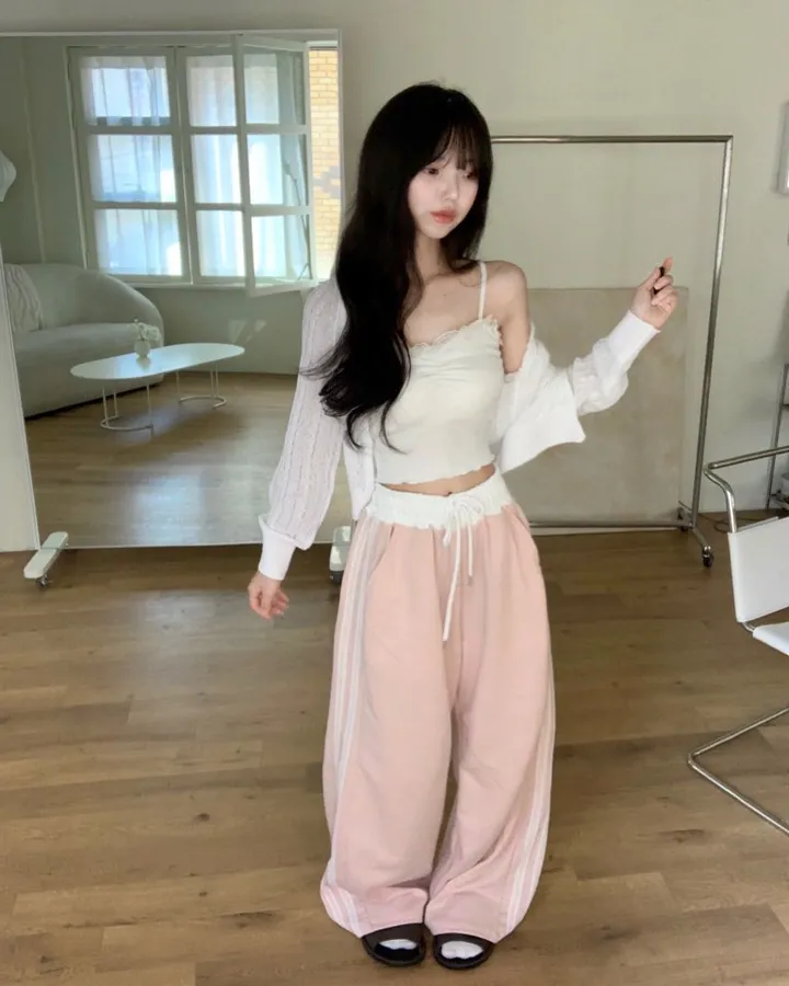 레이즈 줄point🩷 와이드핏 면 트레이닝 배색팬츠 pt -5col 상세 이미지 14