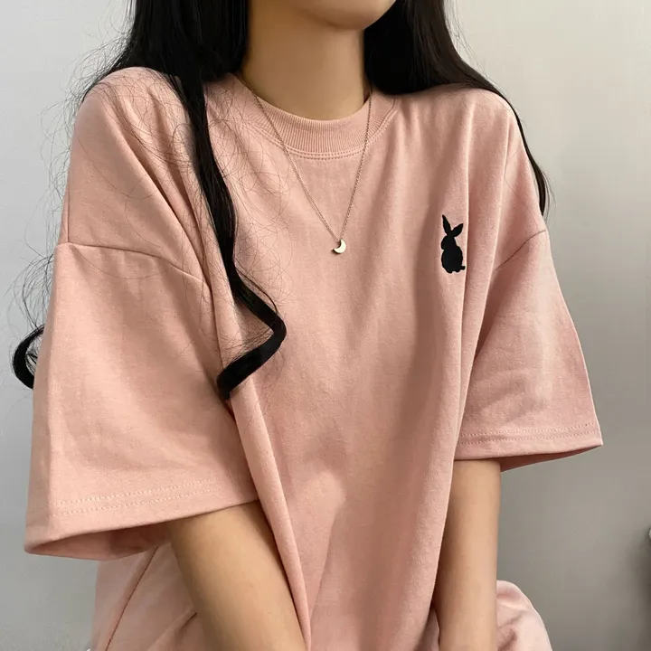 [넉넉/데일리] 러블리 래빗 자수 오버핏 반팔티T 상세 이미지 9