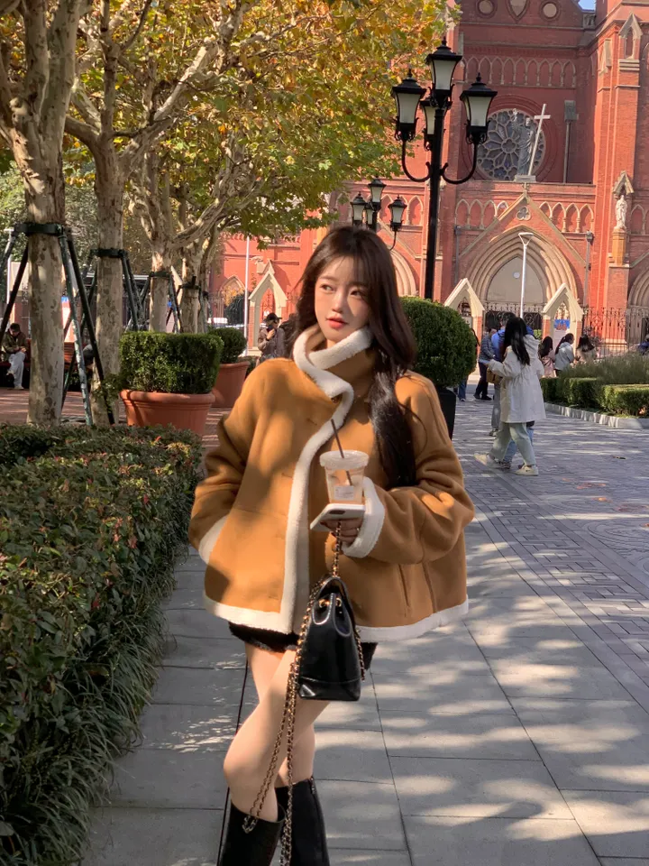 [따숩🌡️/안감양털]스웨이드 양털 하이넥 무스탕 자켓 상세 이미지 6