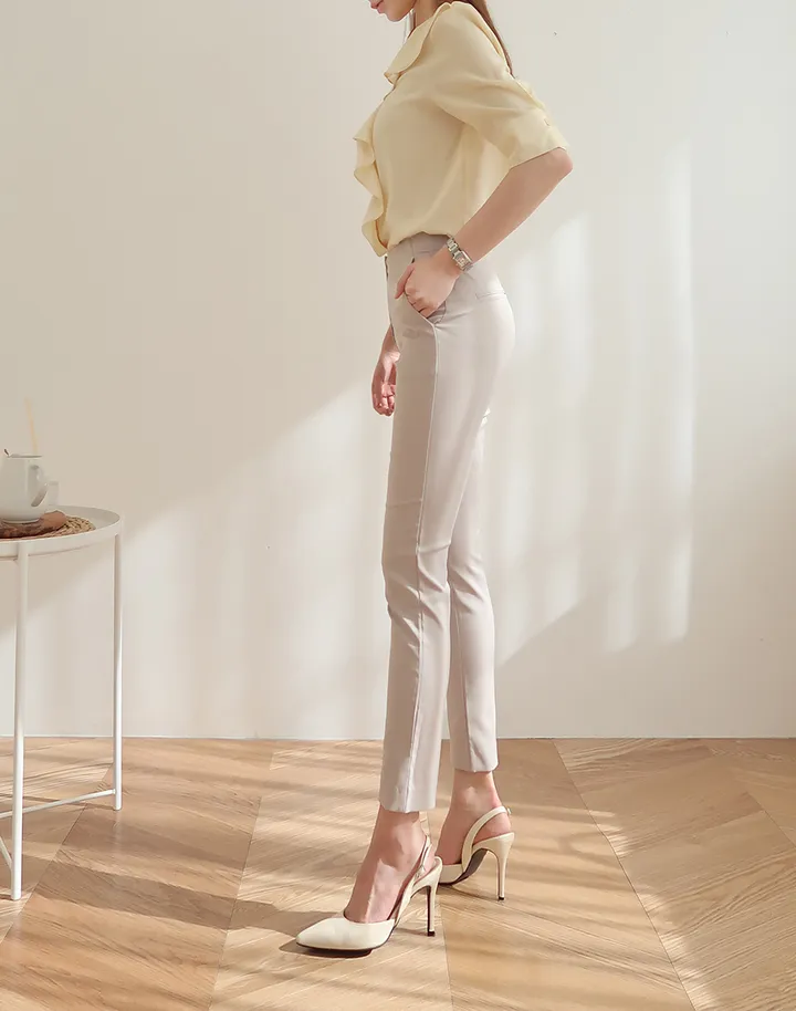 [55~77/일반,기모] 인생핏 슬림 일자 스키니핏 하이웨스트 스판 간절기 겨울 슬랙스 상세 이미지 19