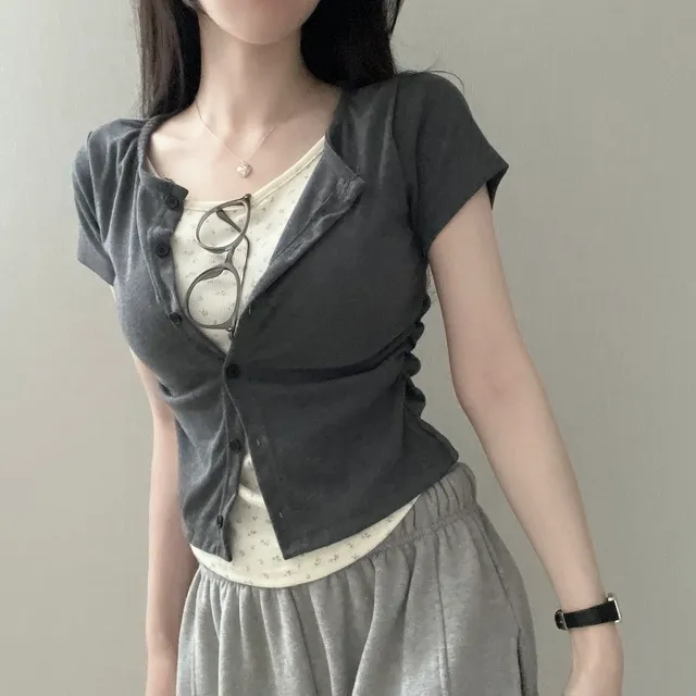[ 일체형/플라워패턴🌷] 밍디 플라워 레이어드 옆셔링 가디건 (3col) 상세 이미지 4
