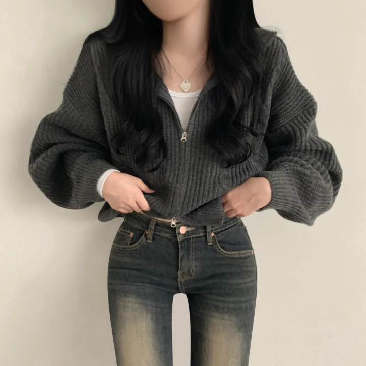 [가을꾸안꾸🍂!/아방핏] 투웨이 아방핏 가을무드 꽈배기 니트 크롭 집업 상세 이미지 13